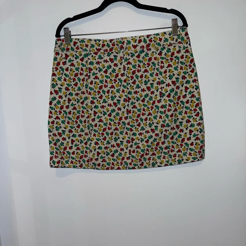 🌼 J.Crew Mercantile Floral Button Front Mini Skirt Size 10 Cotton Stretch